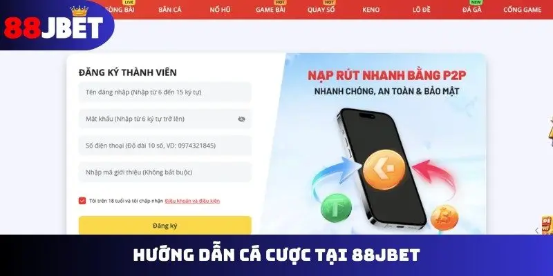 Hướng dẫn cá cược tại 88JBET